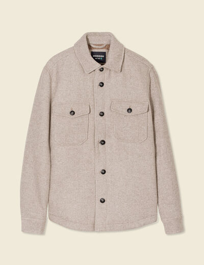 Surchemise boutonn&eacute;e beige homme