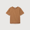 T-shirt droit col rond manches courtes marron femme