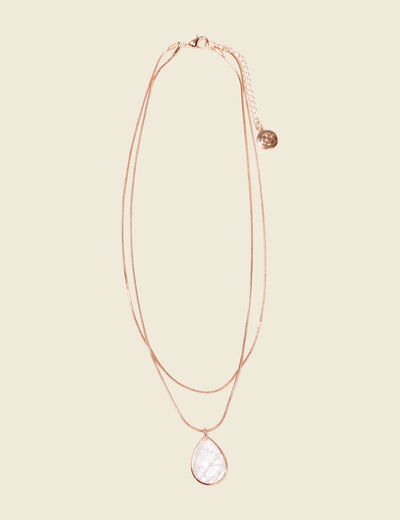 Collier 2 rangs à pendentif couleur or femme