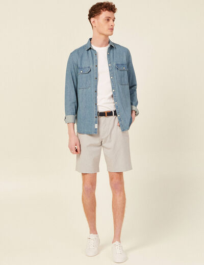 Short à ceinture gris homme
