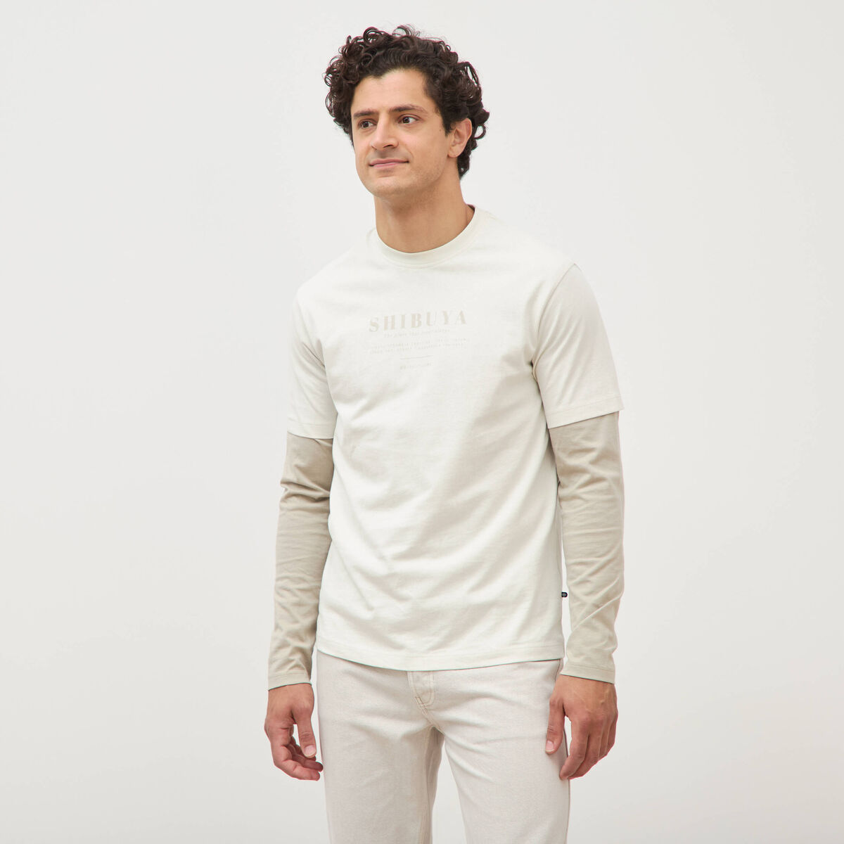 T-shirt en coton manches courtes gris clair homme
