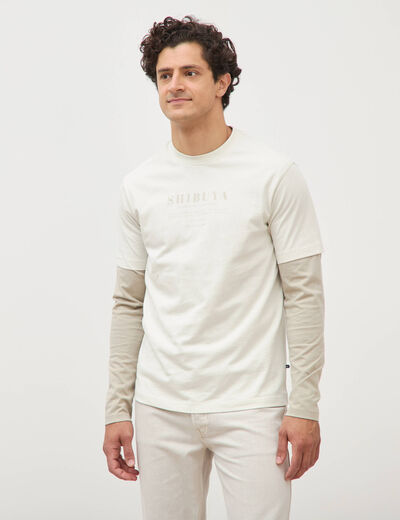 T-shirt en coton manches courtes gris clair homme