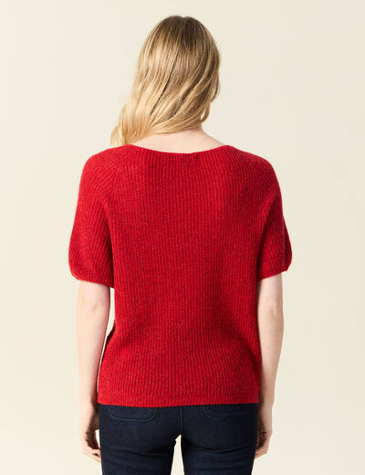 Pull manches courtes rose framboise femme