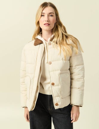 Doudoune droite courte creme femme