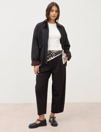 Pantalon barrel noir femme