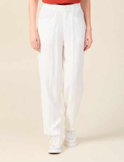 Pantalon cargo fluide ecru femme