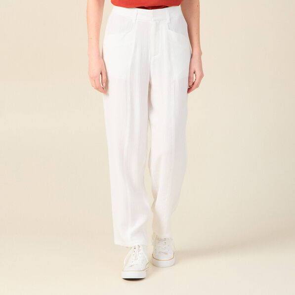 Pantalon cargo fluide ecru femme