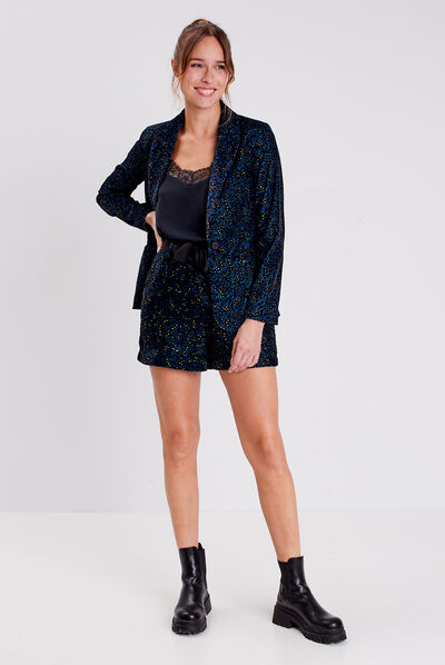 Veste esprit blazer droite noir femme