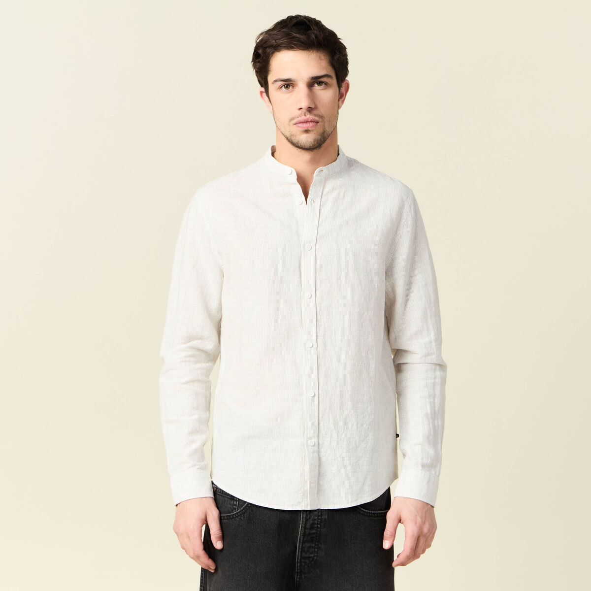 Chemise manches longues gris homme
