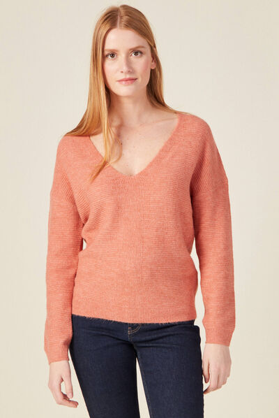 Pull manches longues rouge clair femme