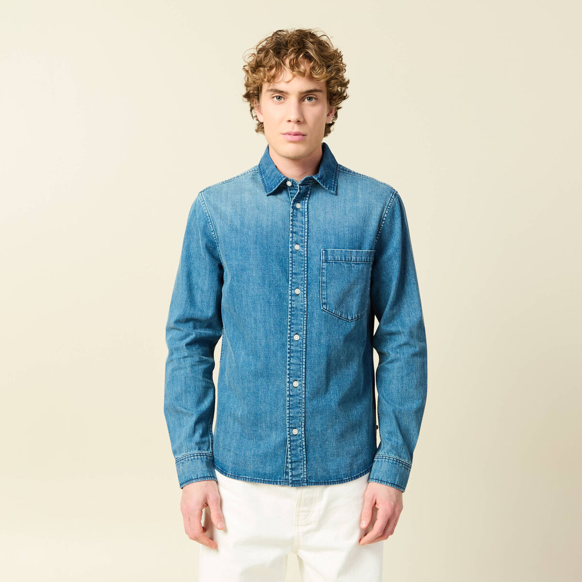 Chemise en jeans manches longues denim stone homme