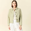 Blouson boutonn&eacute; vert kaki femme
