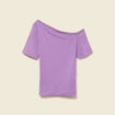T-shirt asymétrique manches courtes violet femme