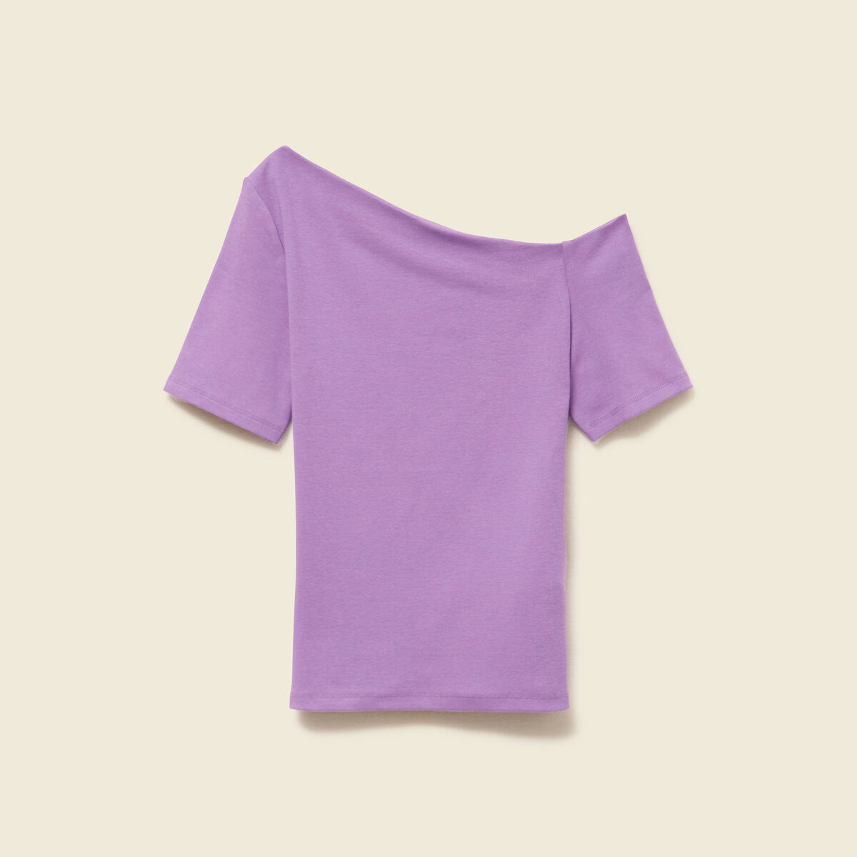 T-shirt asymétrique manches courtes violet femme