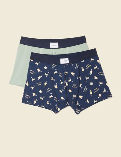Lot 2 boxers vert olive homme