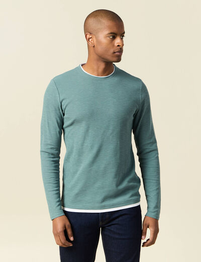 T-shirt manches longues vert foncé homme