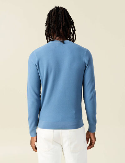 Pull fin col rond manches longues bleu gris homme