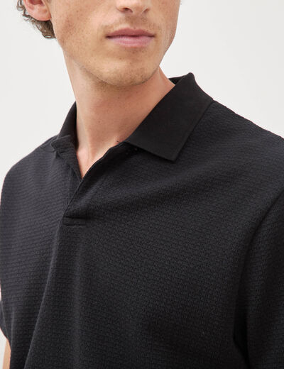 Polo droit col polo manches courtes noir homme