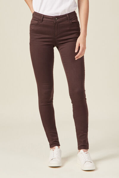 Pantalon Audrey - skinny push up marron foncé femme