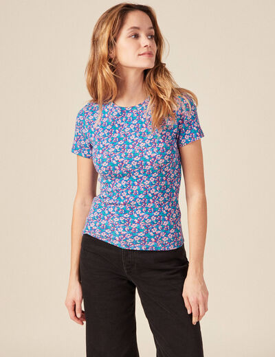 T-shirt manches courtes bleu femme