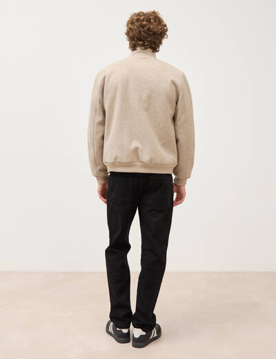 Blouson doubl&eacute; manches longues beige homme