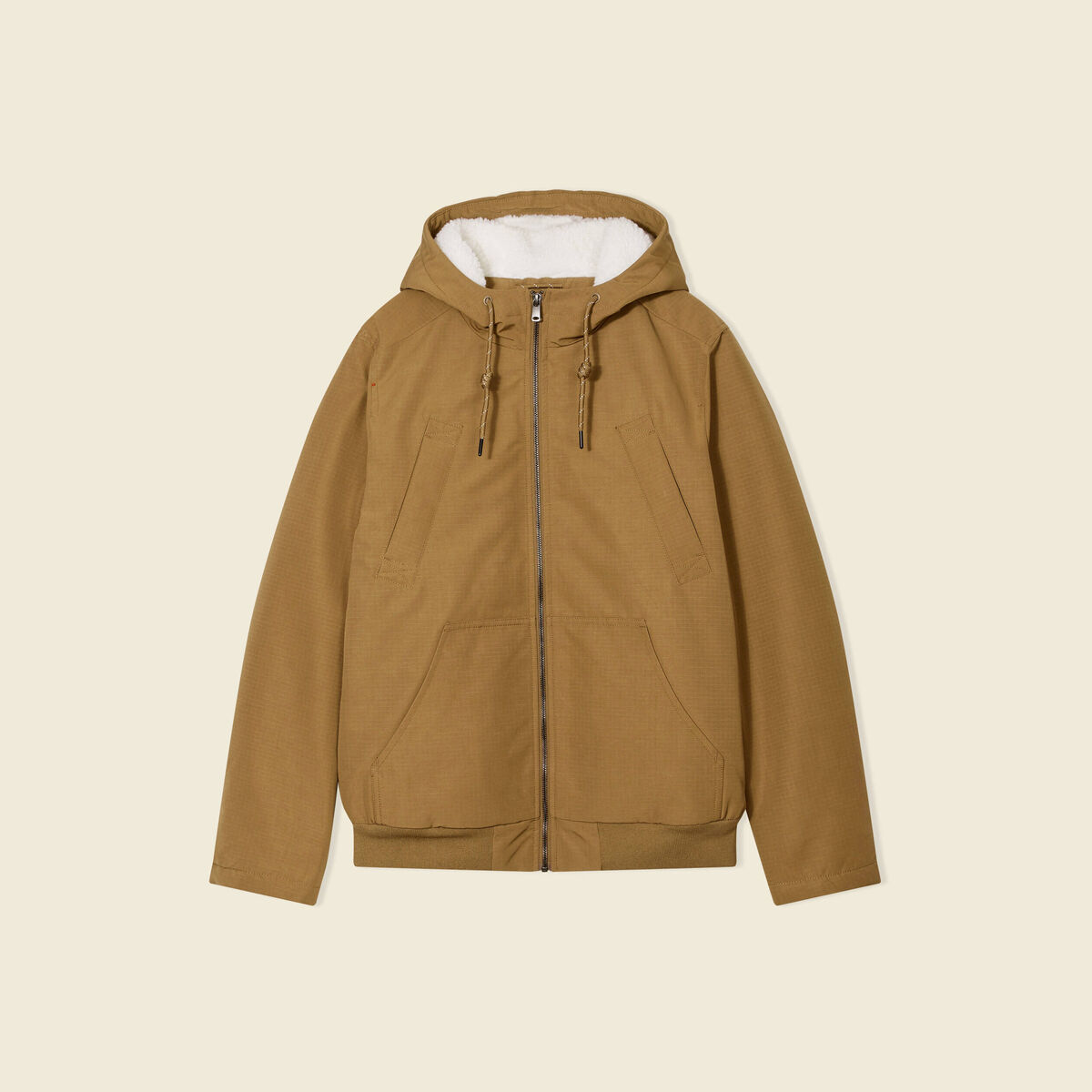 Parka courte &agrave; capuche beige homme
