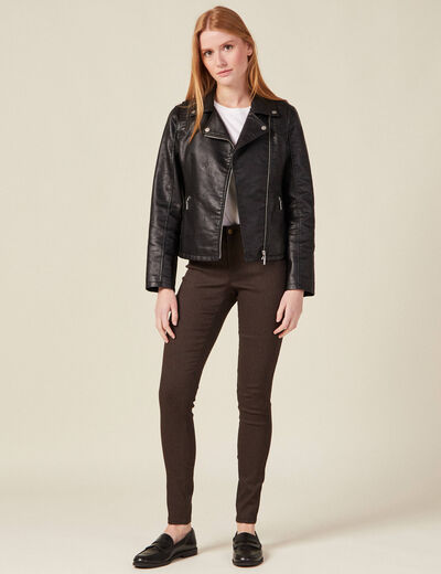 Pantalon skinny marron femme