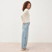 Pull ajour&eacute; col rond manches longues ecru femme