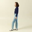 Gilet droit court manches longues bleu marine femme