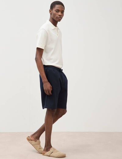 Bermuda droit &eacute;lastiqu&eacute; bleu marine homme