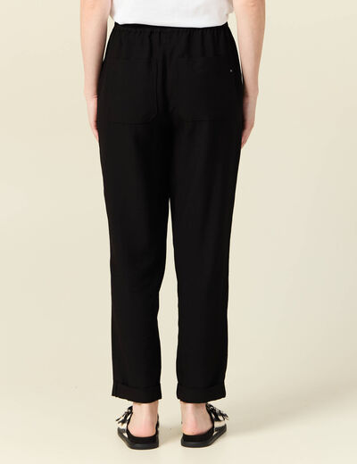 Pantalon droit à coulisse noir femme