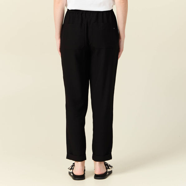 Pantalon droit à coulisse noir femme