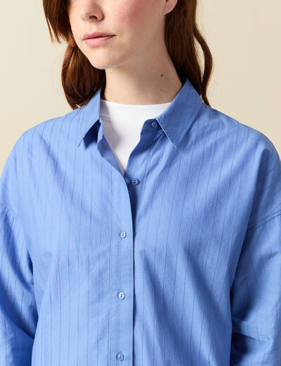 Chemise oversize en coton bleu ciel femme