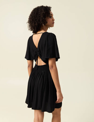 Robe trapèze fluide noir femme