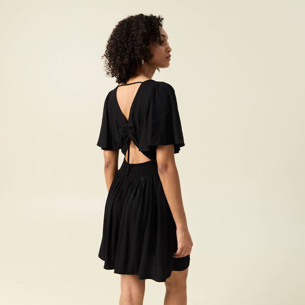 Robe trapèze fluide noir femme