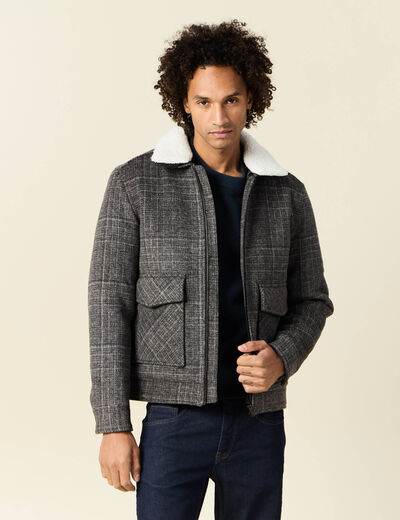 Blouson zippé col aviateur gris foncé homme