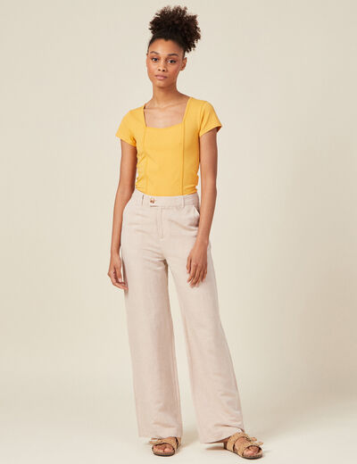 T-shirt manches courtes jaune femme