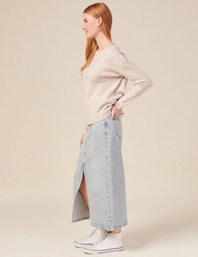 Pull manches longues creme femme