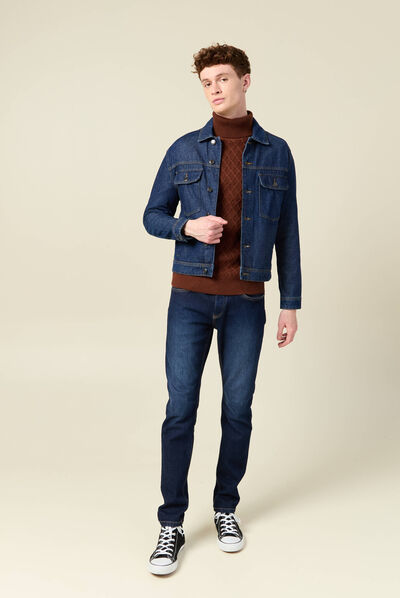Pull manches longues marron cognac homme
