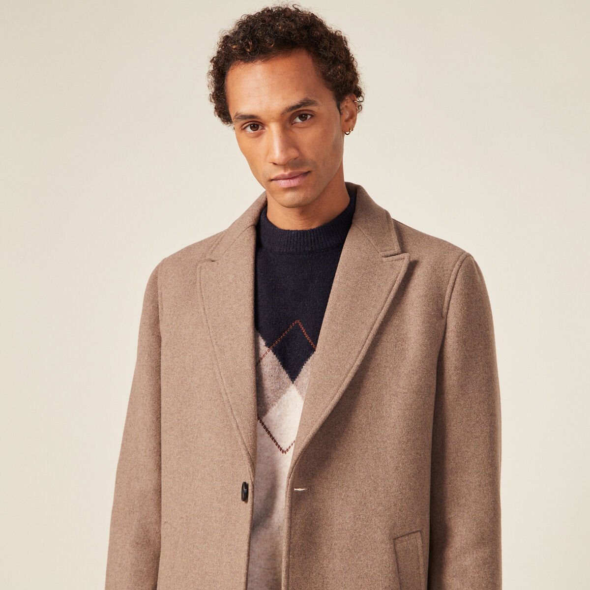 Manteau avec capuche amovible vert kaki homme