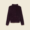 Pull col roul&eacute; manches longues prune femme