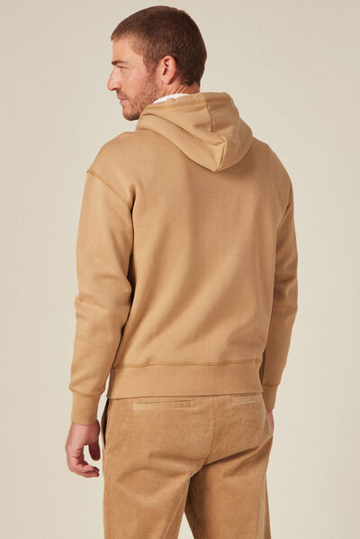 Sweat à capuche fourrée beige homme