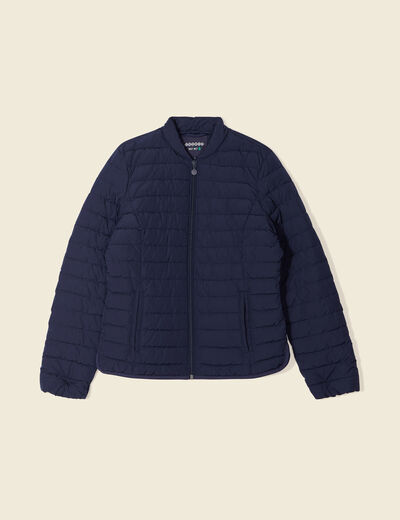 Doudoune droite zippée bleu marine femme