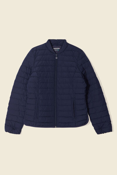 Doudoune droite zippée bleu marine femme