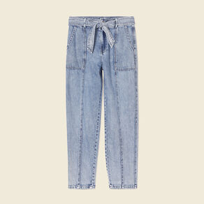 Jeans paperbag ceinturé denim snow bleu femme