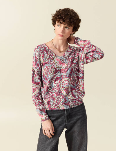 Pull manches longues vieux rose femme