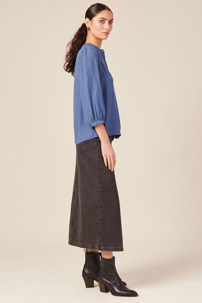 Chemise manches 3/4 bleu ciel femme