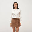 Jupe taille haute en velours vieux rose femme