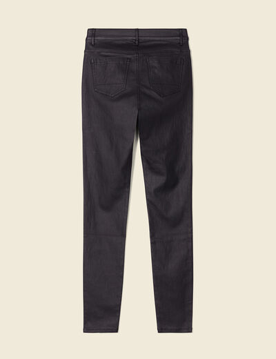 Tregging skinny denim noir enduit femme