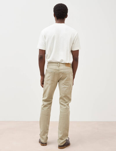 Jeans straight longueur 34 denim vert kaki homme